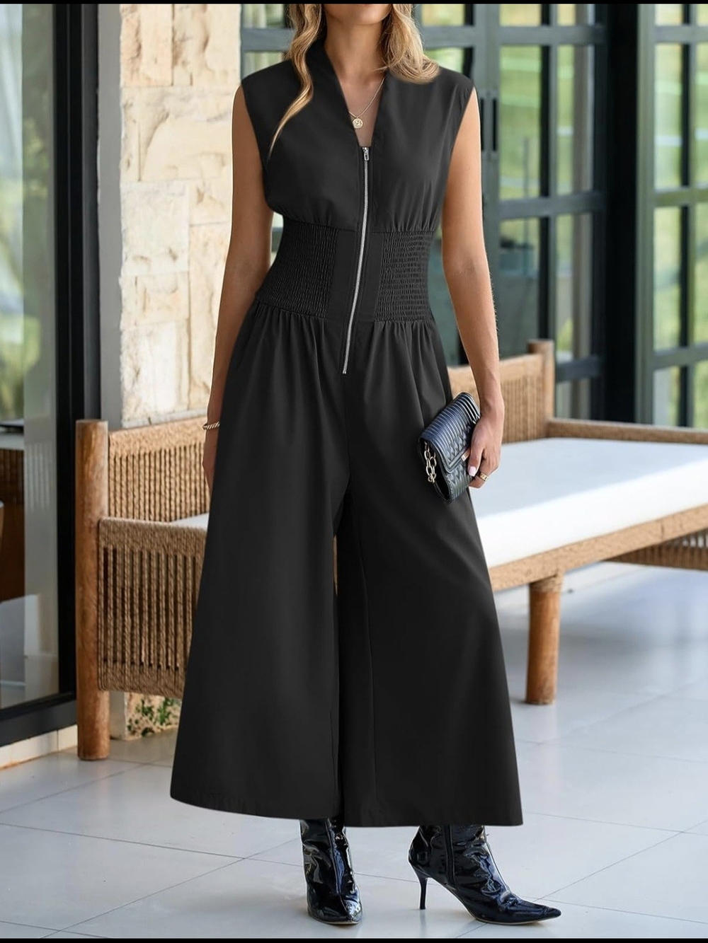 Cicy Bell V Neck Casual Dressy Jumpsuit #1308 - Picture 6 of 7